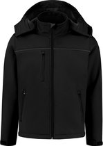 Softshell basic met capuchon zwart maat S