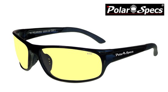 Polar Specs® Lunettes de nuit polarisantes Striker PS9023 - Noir brillant - Conduite de nuit polarisée - Petit - Unisexe