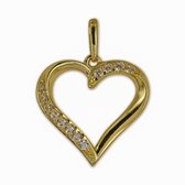 Silventi 9NBSAM-G210503 Gouden hanger - Dames - Hartje - Zirkonia  - 13,7 x 14,1 mm - 14 Karaat - Goud