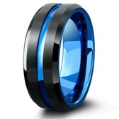 Tungsten - Wolfraam ring Blue line