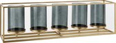 J-Line Windlicht 5 Delig Rechthoek Laag Metaal/Glas Goud