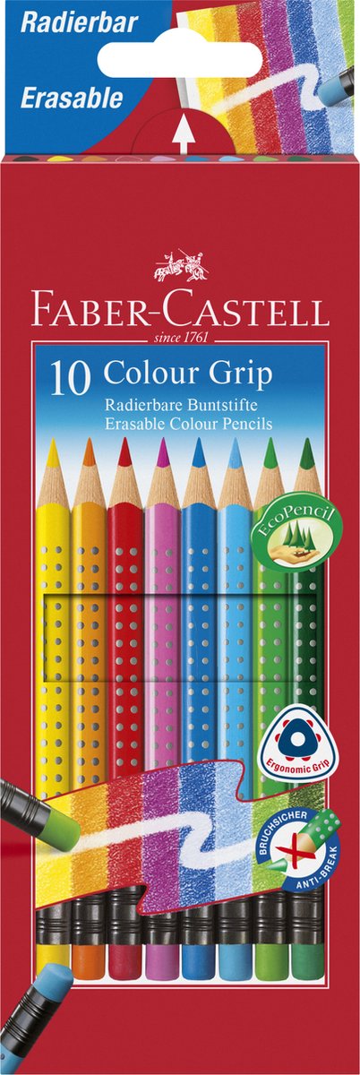 Faber-Castell kleurpotlod – Color Grip – met gum – uitgumbaar – 10 stuks – FC-116613