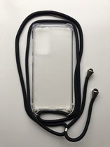 Hoogwaardige Anti Shock Siliconen Backcover Transparant met Zwart Koord - Geschikt voor Samsung Galaxy S20 FE - Stoot rubber Siliconen - Transparant
