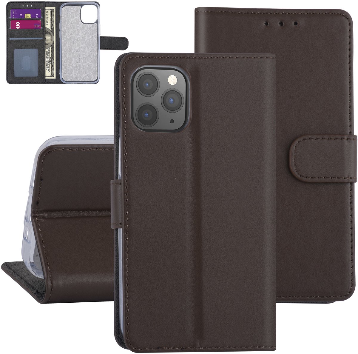 Hoesje voor iPhone 12 Mini - Bruin - Book Case - TPU