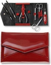 Solingen manikúry - Luxurious Manicure Set Fire 7 - Luxusní 7 dílná manikúra v červeném koženkovém pouzdře  (L)