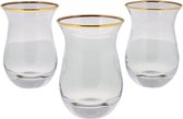 Thee glazen - GOLDEN EDITION - 3 stuks - Glazen - Design glazen - Turkse thee glazen - Organische vorm - NIEUWE UITGAVEN - BESTSELLER