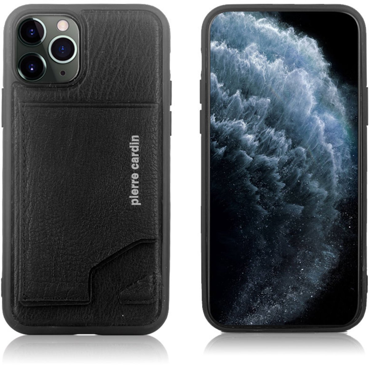 Zwart hoesje van Pierre Cardin - Backcover - voor iPhone 11 Pro Max - Genuine leather - Echt Leer