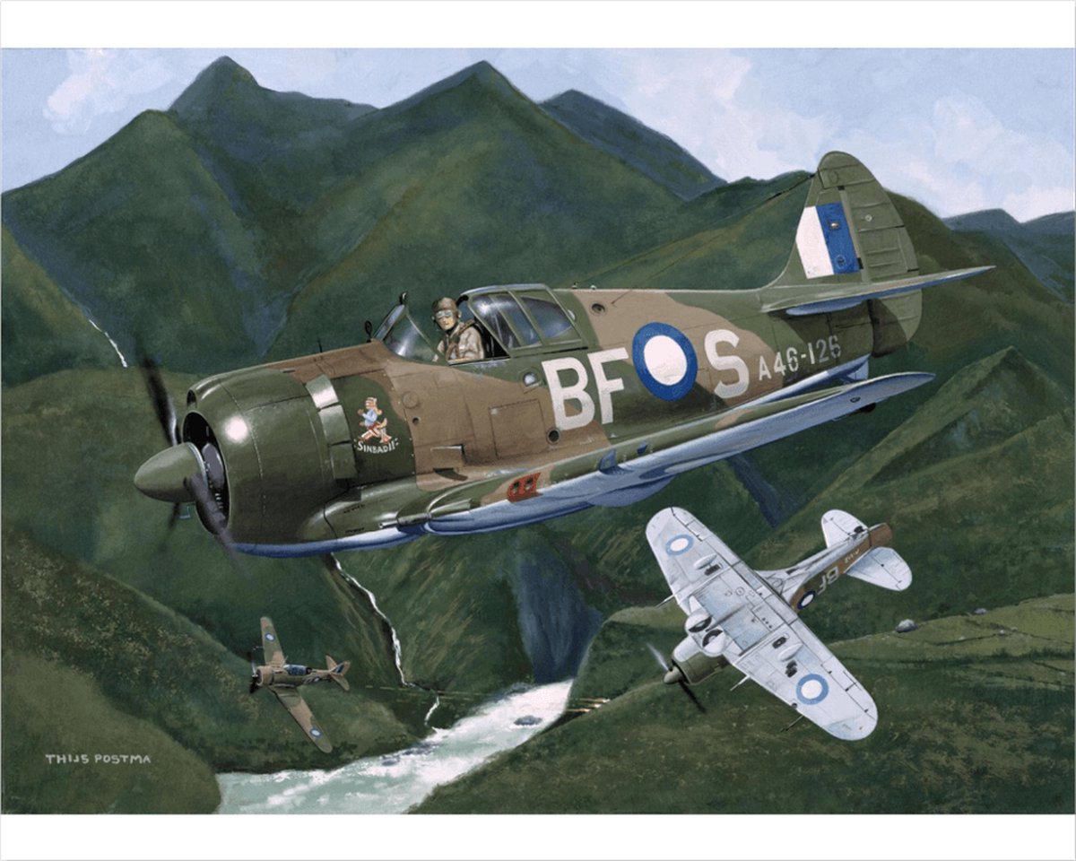 TP Aviation Art Thijs Postma - TP Aviation Art - Poster - CA-13 Boomerang Op Patrouille - 40x50cm Kleur