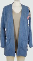 Happy Sweater Gebreid damesvest Fleur Blauw maat 36