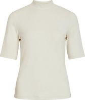 Vila T-shirt Visolitta Rib Funnelneck 2/4 Top/su 14056528 Birch Dames Maat - M