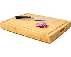 Budu Snijplank Dik Deluxe - Bamboe - 4CM dik - Snijplank Hout - Houten Snijplanken - Snijplank Cadeau - 29,5 x 40 x 4 cm