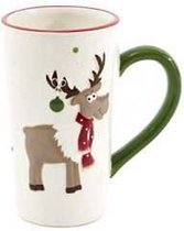 Mug haut Chinoh Orignal vert, rouge et taupe Hauteur : 15cm (TW-0189)