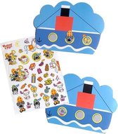 4 Sinterklaas knutsel stoomboten Woezel & Pip Sinterklaasboot - knutsel je eigen stoomboot met sinterklaas stickers van woezel en pip Boot - Blauw
