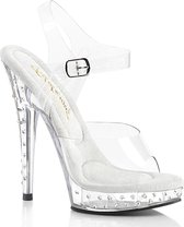 Fabulicious Sandaal met enkelband, Paaldans schoenen -39 Shoes- SULTRY-608SDT US 9 Transparant/Wit