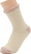 Warme sokken dames - fluffy sokken - huissokken - beige - 36-40 - zacht