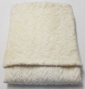 little feet - baby - winter dekentje - 100 x 70 cm - crème kabelmotief - crème KATOEN teddy - WIEG - KINDERWAGEN