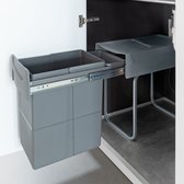 Eleganca afvalbak 20L - uittrekbare prullenbak - inbouw afvalemmer - grijs - B24,6xD44xH39cm