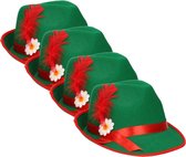 Set de 4 pièces accessoire de costume de chapeau tyrolien vert/rouge pour adultes - chapeaux de fête Oktoberfest/bière