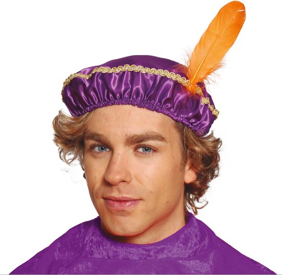 Fiestas Guirca Pietenmuts - 2x stuks - paars - voor volwassenen - Pietenbaret - baret - Sint en Piet verkleedaccessoires