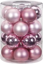 20x stuks glazen kerstballen elegant roze mix 6 cm glans en mat - Kerstboomversiering/kerstversiering