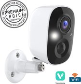 JouwSecurity - 1x Mini Beveiligingscamera IP/Wi-Fi Security Camera met Night Vision - 150 Dagen Batterij - Voor Binnen & Buiten - Draadloos/Wireless - Wit