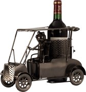 Wijnfleshouder Golfkarretje Metalen Wijn Cadeau Golfbeeldje Beeldje Golf Beeld Golfer Golfen Golven