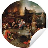 Tuincirkel Temptation of Saint Anthony - schilderij van Jheronimus Bosch - 90x90 cm - Ronde Tuinposter - Buiten