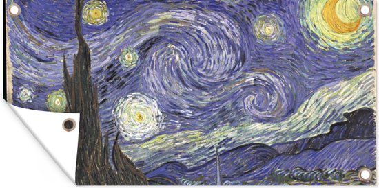 Tuinposter Sterrennacht - Vincent van Gogh - 60x30 cm - Tuindoek - Buitenposter