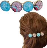 Hairpin.nu Color Haarclip XL glas cabochon turquoise Ibiza print haarspeld haarmode