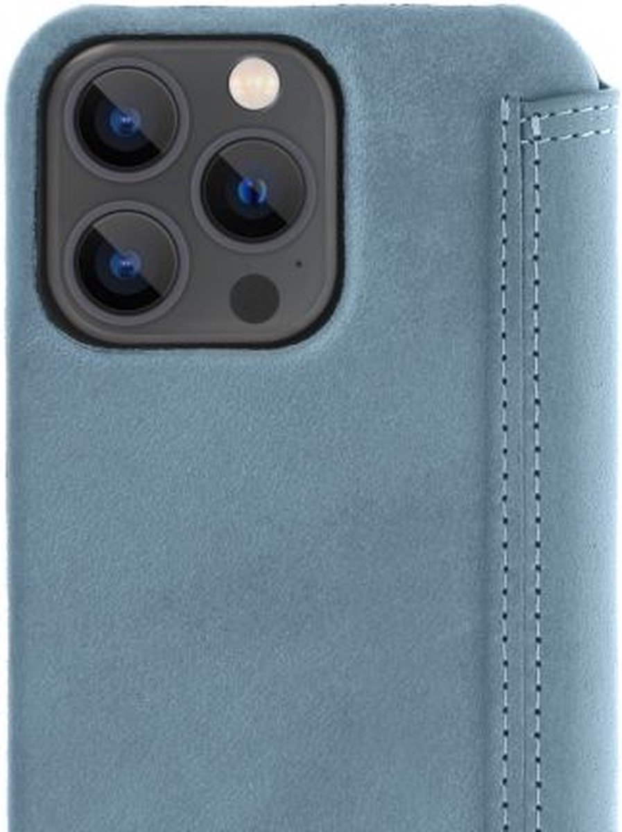 Minim Apple iPhone 13 Pro Echt Leer Book Case Hoesje Blauw