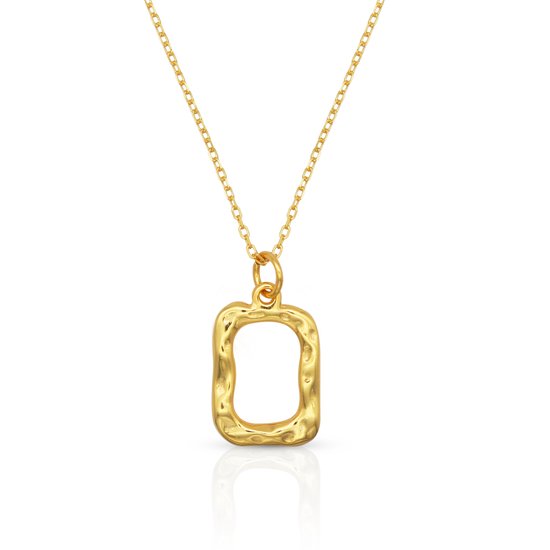 Schitterende Golden Plated Zilveren Gehamerde Halsketting