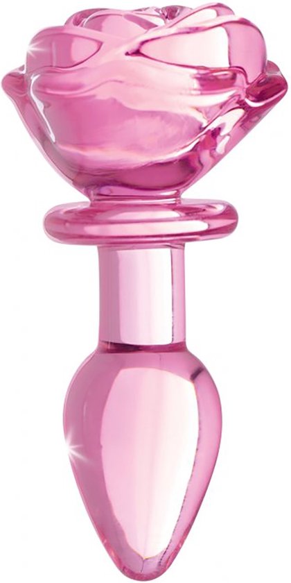 XR Brands Pink Rose - Glass Butt Plug - Small pink | bol.com