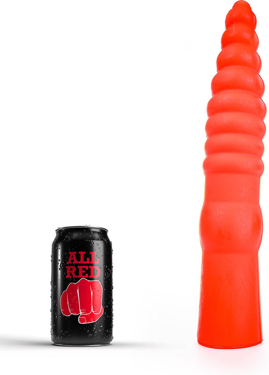Goedkoopste All Red Geribbelde Anaal Dildo 33 x 6 cm - rood