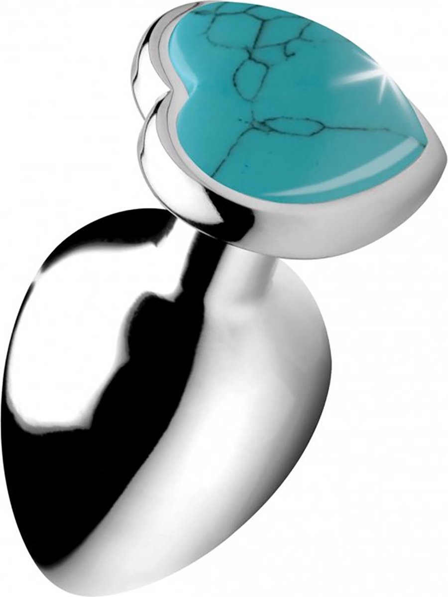XR Brands Gemstones Turquoise Heart Large Anal Plug blue