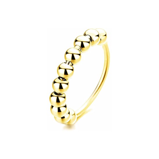 Anxiety Ring - Stress Ring - Fidget Ring - Anxiety Ring For Finger - Draaibare Ring Dames - Spinning Ring - Spinner Ring - Zilver 925 Gold Plated - (17.50 mm / maat 55)