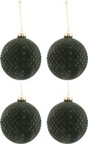 Doos Van 4 Kerstballen Suiker Glas Mat Blauw Medium