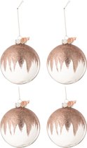 Doos Van 4 Kerstballen Glitter Mini KwaGlas Roze Medium