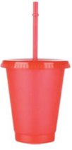 Glittergear Glitter beker - 480ml - Feest - Drinken - Veilige party cup - Deksel - Neon Roze