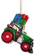 Tractor (trekker) met cadeautjes kersthanger glas - Sass & Bell