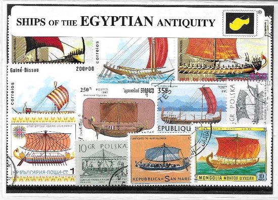 Afbeelding van het spel Schepen uit de Egyptische oudheid – Luxe postzegel pakket (A6 formaat) : collectie van verschillende postzegels van oude schepen – kan als ansichtkaart in een A6 envelop - authentiek cadeau - kado - geschenk - kaart - Egypte - scheepvaart - schip