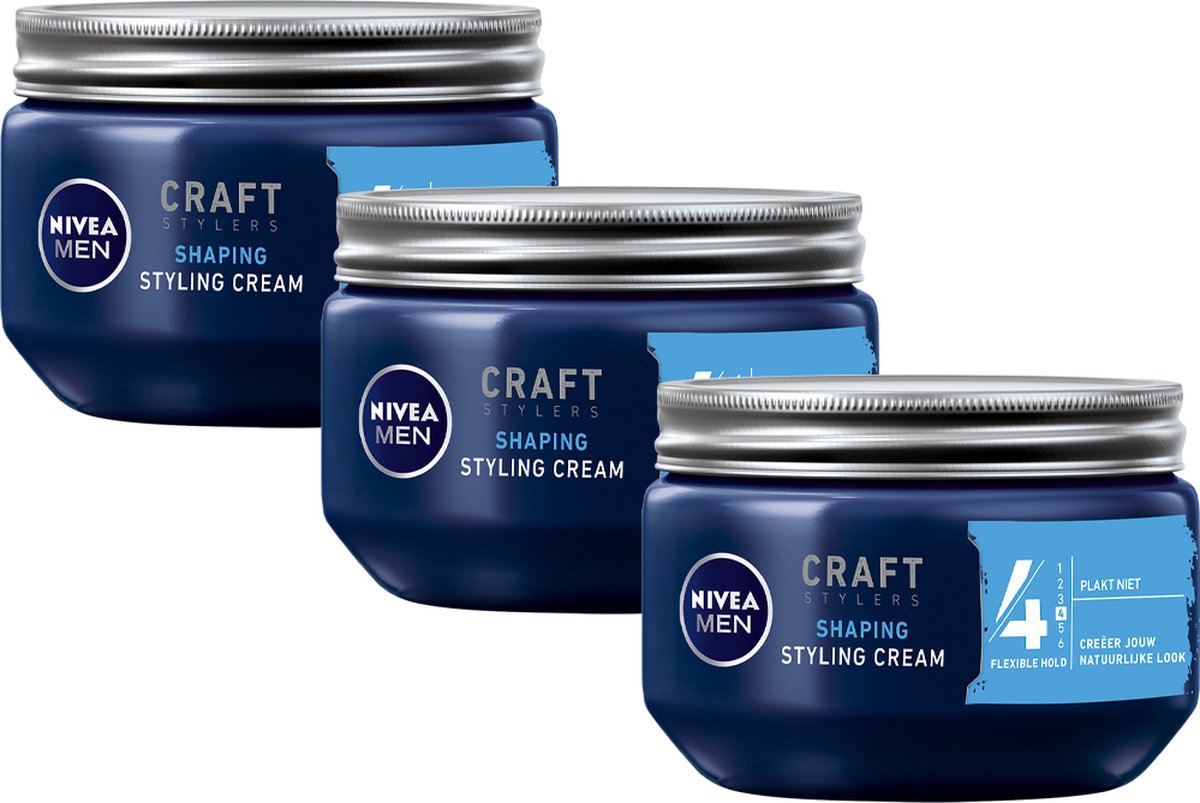 NIVEA MEN Styling Cream Haargel - Gel - 3 x 150 ml - Voordeelverpakking |  bol