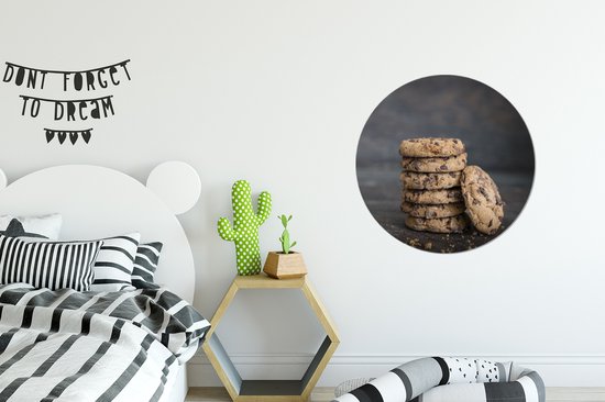 WallCircle - Wall Circle - Wall Circle - Biscuits aux Morceaux de Chocolat - Aluminium - Dibond - 60x60 cm - Intérieur et Extérieur