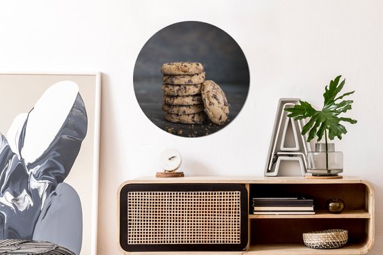 WallCircle - Wall Circle - Wall Circle - Biscuits aux Morceaux de Chocolat - Aluminium - Dibond - 60x60 cm - Intérieur et Extérieur