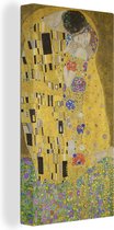 Canvas schilderij 80x160 cm - Wanddecoratie De kus - Gustav Klimt - Muurdecoratie woonkamer - Slaapkamer decoratie - Kamer accessoires - Schilderijen