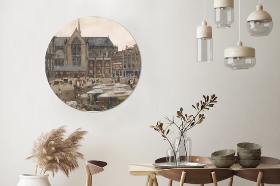 Wall Circle - Wall Circle - Place du Dam à Amsterdam - Peinture de George Hendrik Breitner - Aluminium - Dibond - 90x90 cm - Intérieur et Extérieur