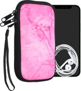 kwmobile hoesje voor smartphones M - 5,5" - hoes van Neopreen - Marmer design - roze / poederroze - binnenmaat 15,2 x 8,3 cm