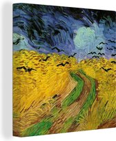 Canvas Schilderij Korenveld met kraaien - Vincent van Gogh - 90x90 cm - Wanddecoratie