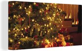 Canvas schilderij 160x80 cm - Wanddecoratie Kerstmis - Kerstboom - Kerstversiering - Muurdecoratie woonkamer - Slaapkamer decoratie - Kamer accessoires - Schilderijen - Kerstdecoratie voor Binnen - Kerstdecoratie Woonkamer - Kerstdecoratie in Huis
