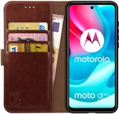 Rosso Element Book Case Wallet Hoesje Geschikt voor Motorola Moto G60s | Portemonnee | 3 Pasjes | Magneetsluiting | Stand Functie | Bruin