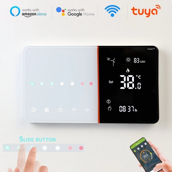 TechU™ Slimme Thermostaat Ease – Wit – Alleen voor CV-ketel – App & Wifi –  Google Home... | bol.com